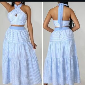 Striped Blue Maxi Skirt